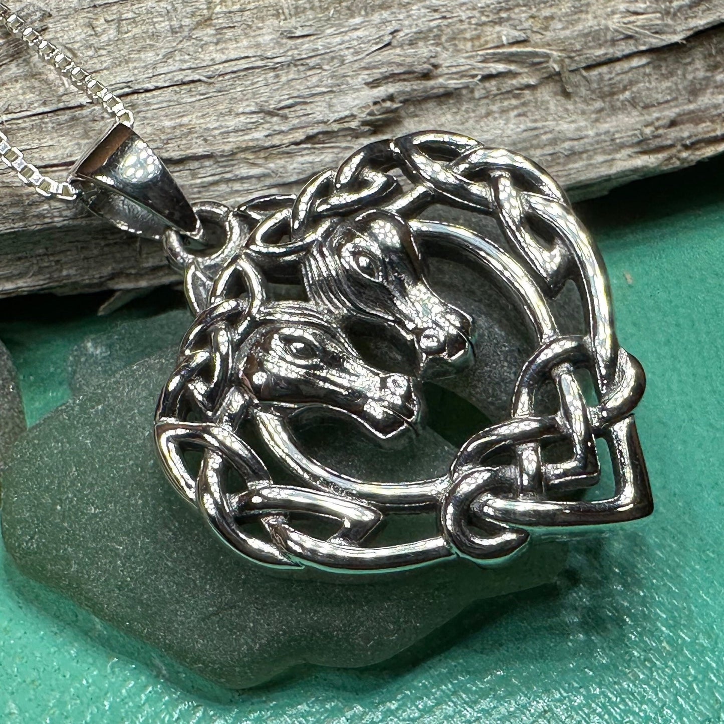 Ryna Celtic Horse Lover Necklace in Sterling Silver — view 5