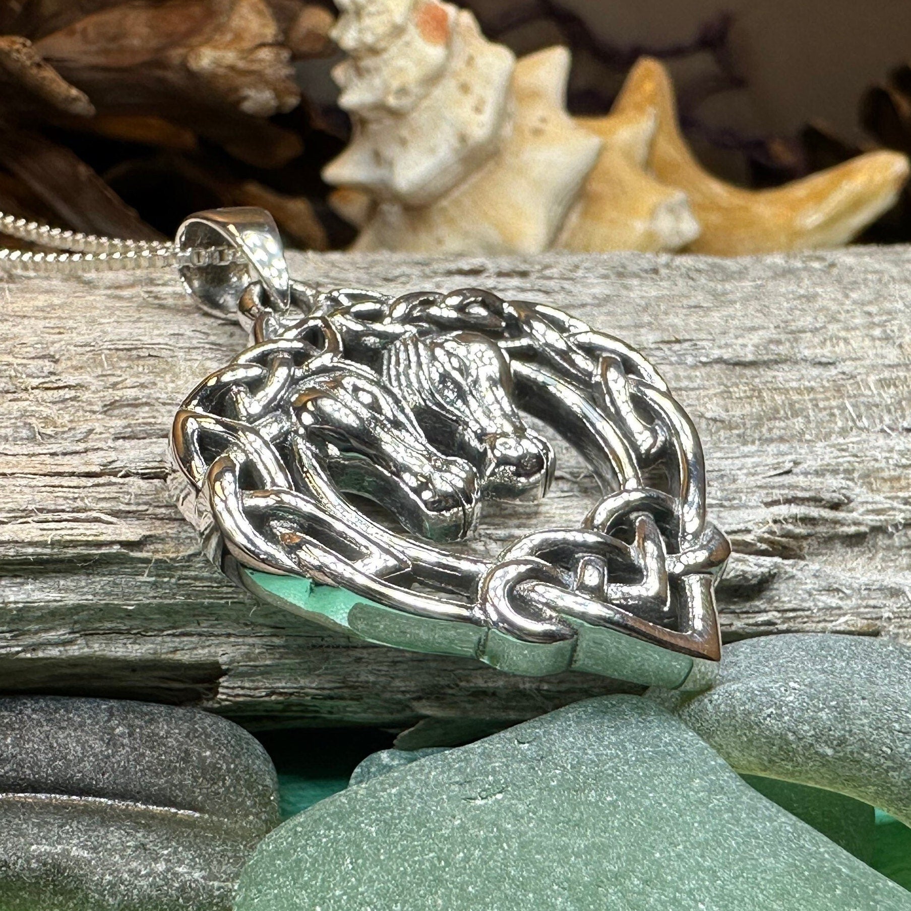 Ryna Celtic Horse Lover Necklace in Sterling Silver — view 8
