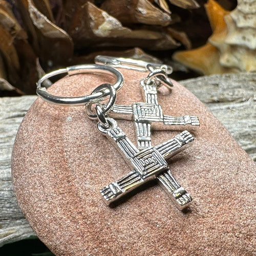 Saint Brigid's Cross Earrings, Irish Jewelry, Ireland Jewelry, Spiritual Jewelry, St. Bridget's Cross, Celtic Cross Jewelry, Hoop Earrings