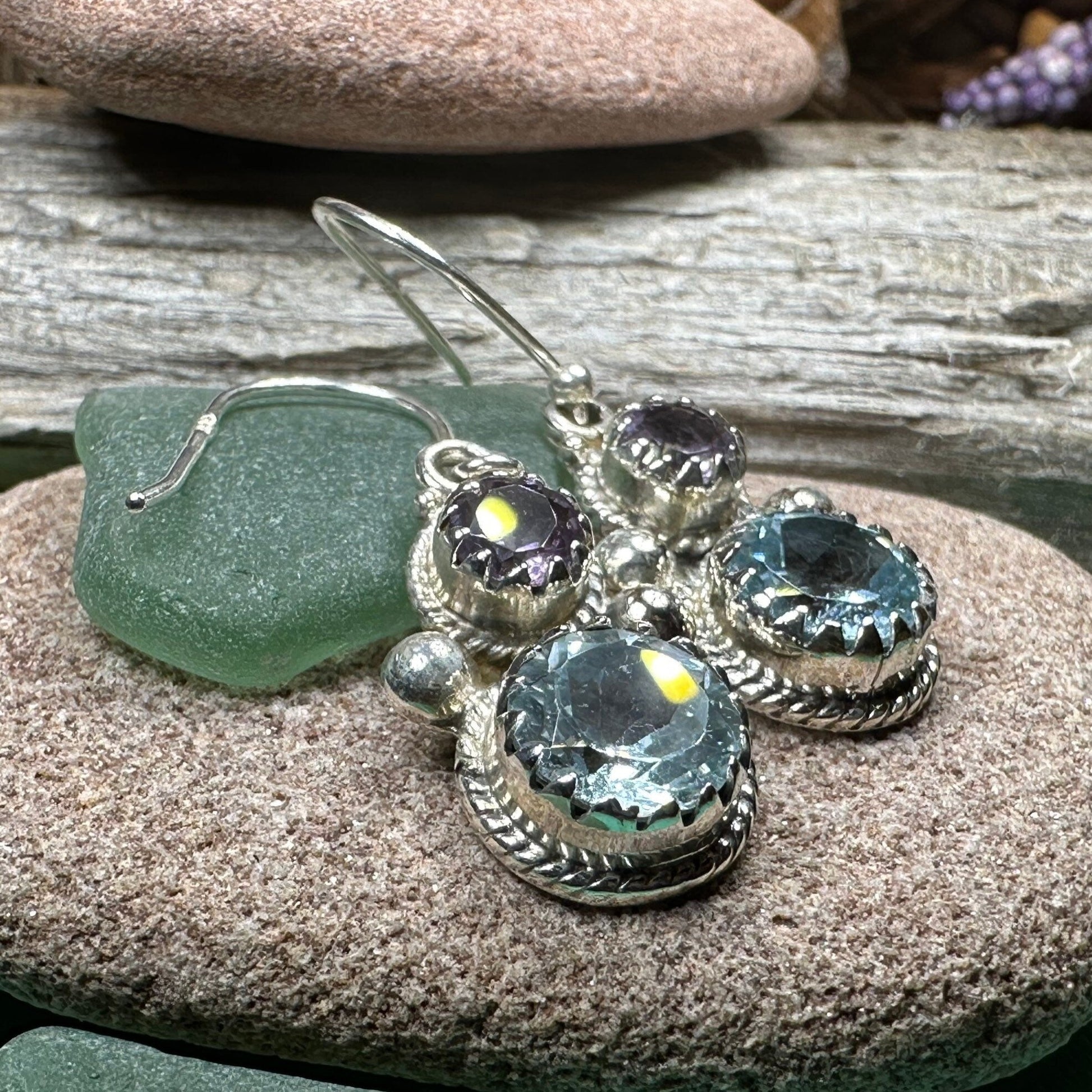 Amethyst Romance Earrings, Celtic Jewelry, Dangle Earrings, Goddess Jewelry, Boho Gift, Anniversary Gift, Silver Mom Gift, Purple Jewelry