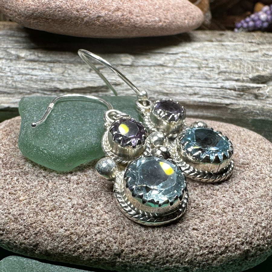 Amethyst Romance Earrings, Celtic Jewelry, Dangle Earrings, Goddess Jewelry, Boho Gift, Anniversary Gift, Silver Mom Gift, Purple Jewelry
