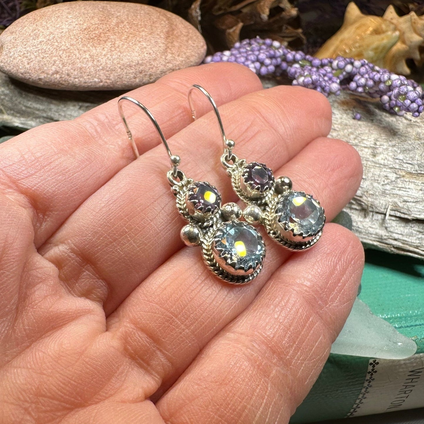Amethyst Romance Earrings, Celtic Jewelry, Dangle Earrings, Goddess Jewelry, Boho Gift, Anniversary Gift, Silver Mom Gift, Purple Jewelry