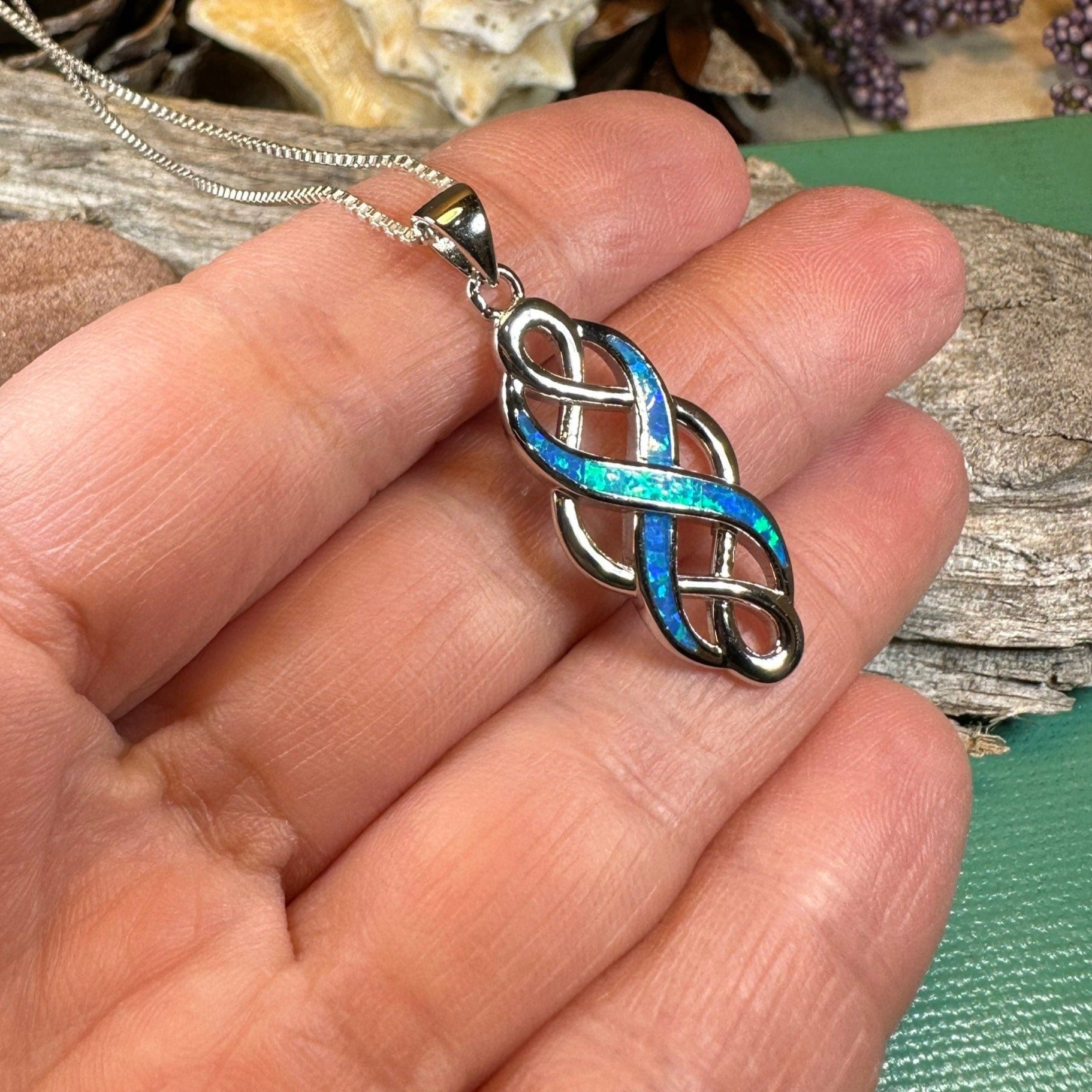 Celtic Knot Necklace, Infinity Pendant, Fire Opal Jewelry, Irish Necklace, Scottish Jewelry, October Birthstone, Ireland Gift, Wife Gift