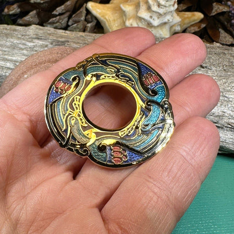 Load image into Gallery viewer, Celtic Birds Brooch, Bird Jewelry, Celtic Pin, Lapel Pin, Enamel Jewelry Gift, Celtic Brooch, Ireland Gift, Irish Pin, Pagan Brooch
