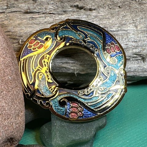 Load image into Gallery viewer, Celtic Birds Brooch, Bird Jewelry, Celtic Pin, Lapel Pin, Enamel Jewelry Gift, Celtic Brooch, Ireland Gift, Irish Pin, Pagan Brooch
