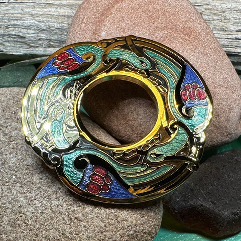 Load image into Gallery viewer, Celtic Birds Brooch, Bird Jewelry, Celtic Pin, Lapel Pin, Enamel Jewelry Gift, Celtic Brooch, Ireland Gift, Irish Pin, Pagan Brooch
