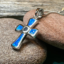 Load image into Gallery viewer, Celtic Cross Necklace, Irish Jewelry, Celtic Jewelry, First Communion Gift, Confirmation Gift, Irish Cross, Religious Jewelry, Opal Mom Gift
