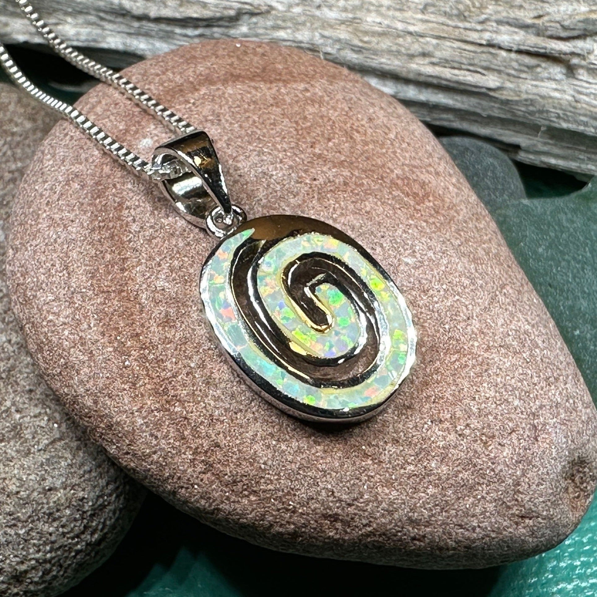 Aurora Celtic Spiral Necklace in Sterling Silver — view 7