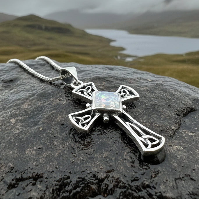 Celtic Cross Necklace, Irish Jewelry, Religious Gift, Anniversary Gift, Silver Cross, First Communion Gift, Baptism Cross, Confirmation Gift