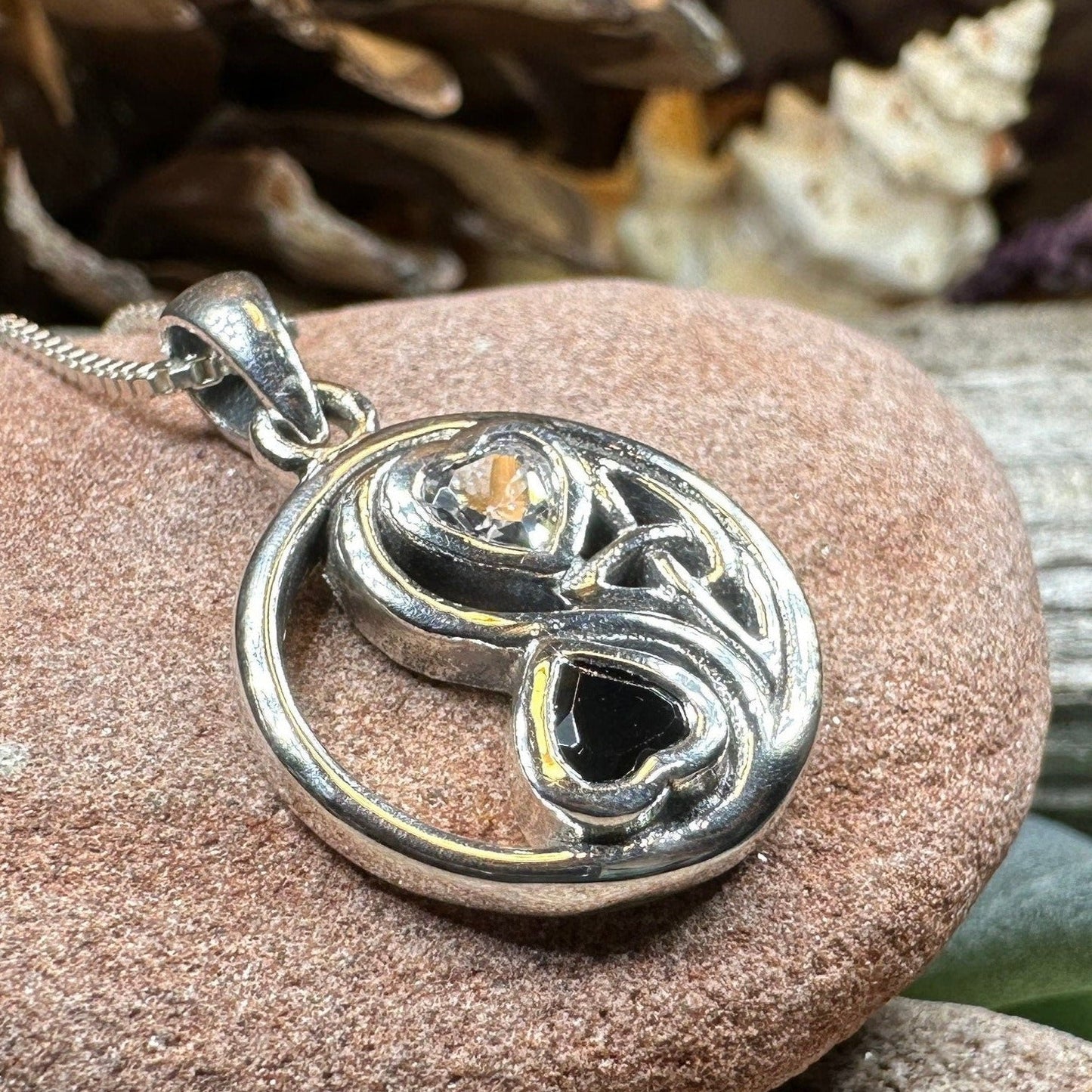 Celtic Yin Yang Lover Necklace in Sterling Silver — view 3