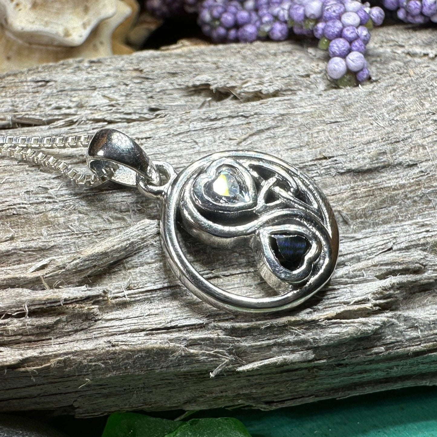 Celtic Yin Yang Lover Necklace in Sterling Silver — view 6