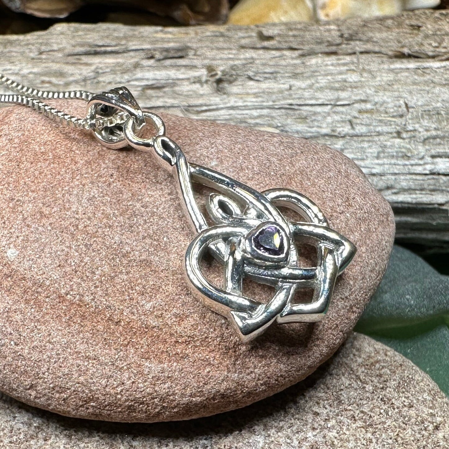 Mother's Knot Necklace, Celtic Knot Pendant, Irish Jewelry, Mom Gift, Celtic Heart Pendant, Ireland Gift, Mother & Child Jewelry, White Opal