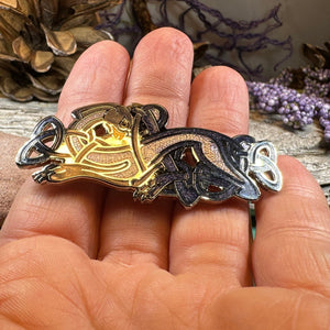 Celtic Dog Brooch, Dog Jewelry, Celtic Pin, Enamel Pin, Ireland Gift, Celtic Brooch, Norse Jewelry Gift, Pagan Brooch, LARP Jewelry