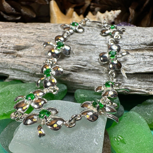 Shamrock Irish Bracelet, Clover Bracelet, Irish Jewelry, Silver Celtic Jewelry, Anniversary, Ireland Gift, Nature Jewelry, Clover Bracelet