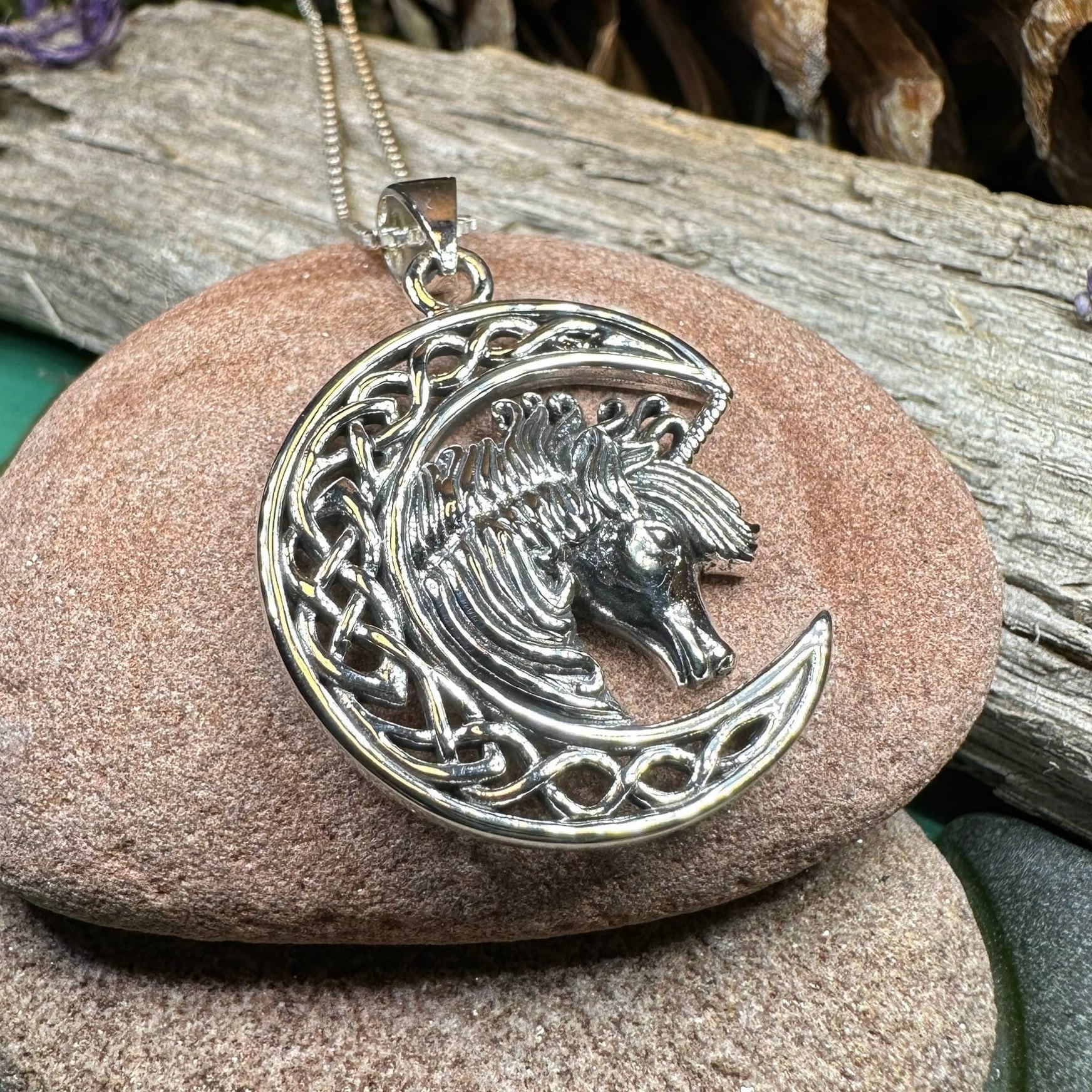 Unicorn Necklace, Scotland Jewelry, Crescent Moon Pendant, Mythical Creature, Graduation Gift, Anniversary Gift, Scottish Gift, Moon Jewelry