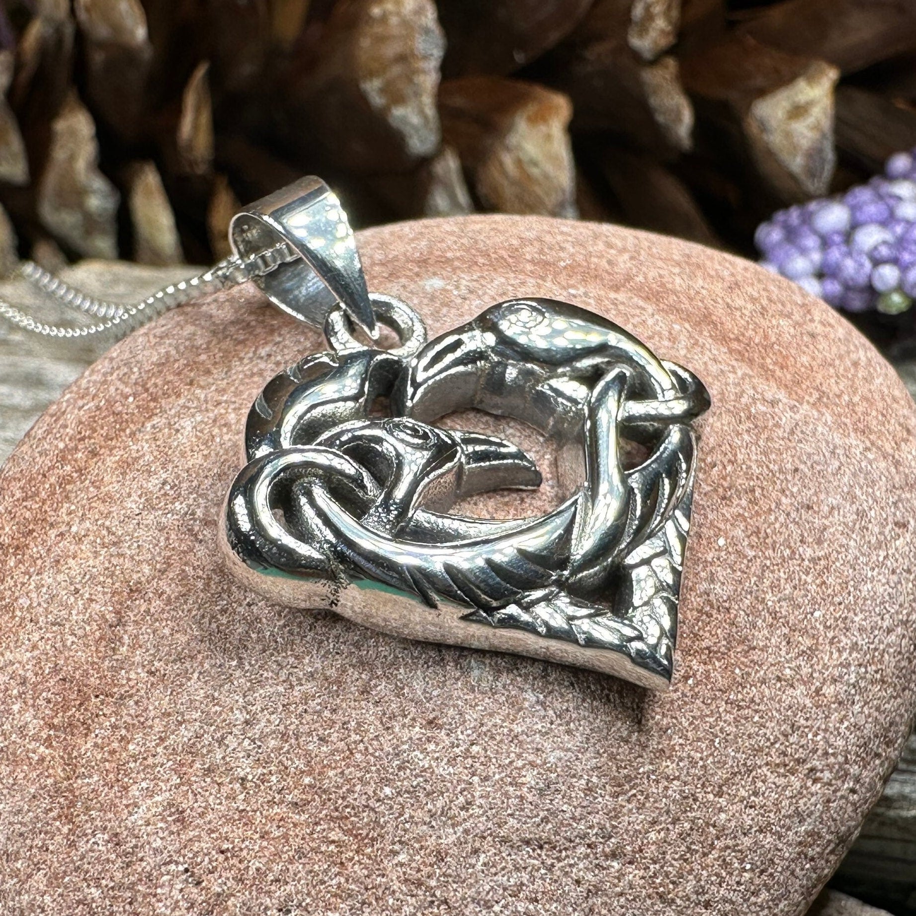 Raven Necklace, Celtic Jewelry, Celtic Knot Jewelry, Crow Pendant, Bird Jewelry, Pagan Jewelry, Wiccan Jewelry, Trinity Knot Jewelry