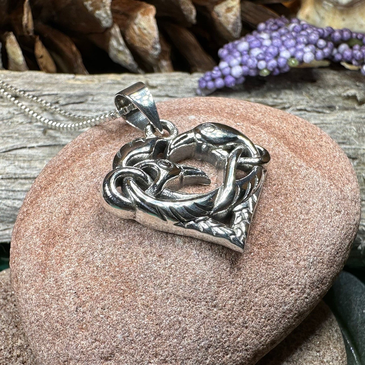 Raven Necklace, Celtic Jewelry, Celtic Knot Jewelry, Crow Pendant, Bird Jewelry, Pagan Jewelry, Wiccan Jewelry, Trinity Knot Jewelry