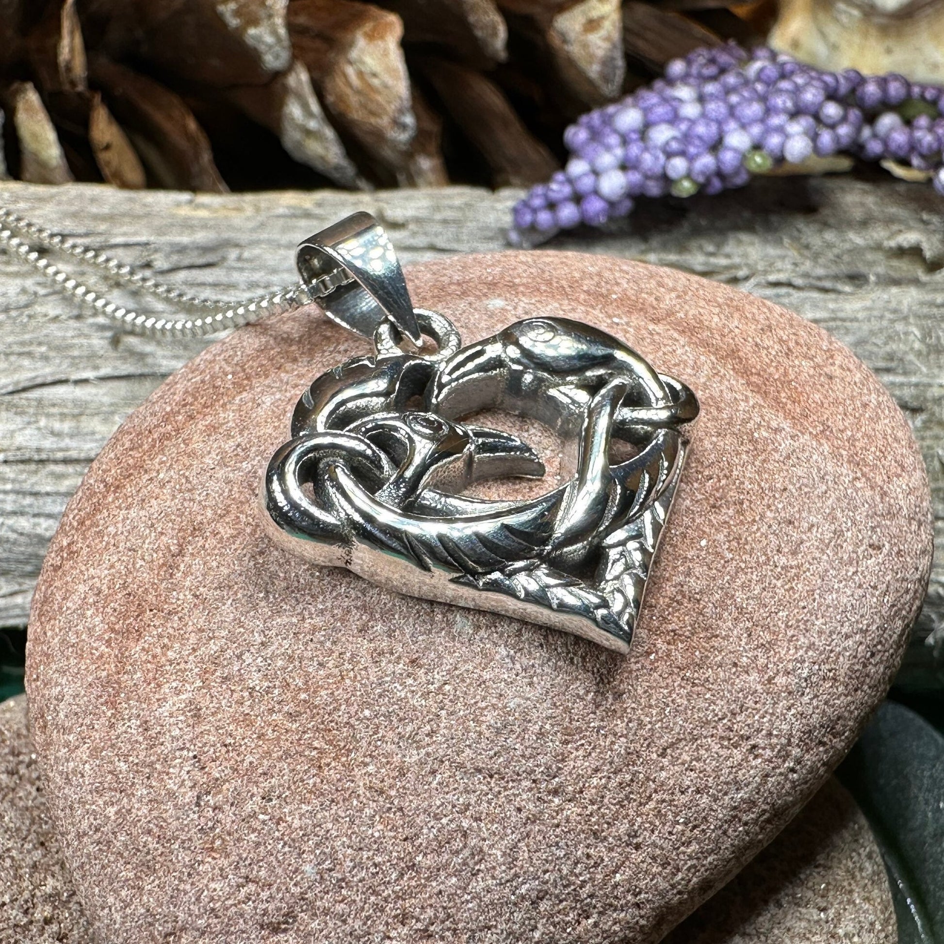 Raven Necklace, Celtic Jewelry, Celtic Knot Jewelry, Crow Pendant, Bird Jewelry, Pagan Jewelry, Wiccan Jewelry, Trinity Knot Jewelry