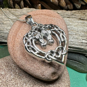 Horse Necklace, Celtic Jewelry, Equestrian Jewelry, Animal Jewelry, Nature Jewelry, Gift for Her, Ireland Jewelry, Celtic Knot Necklace