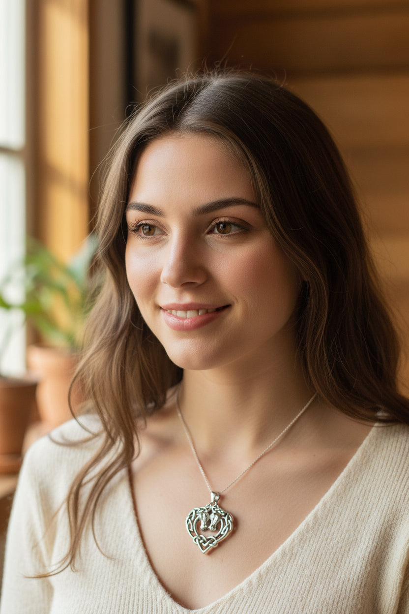 Ryna Celtic Horse Lover Necklace in Sterling Silver — view 7