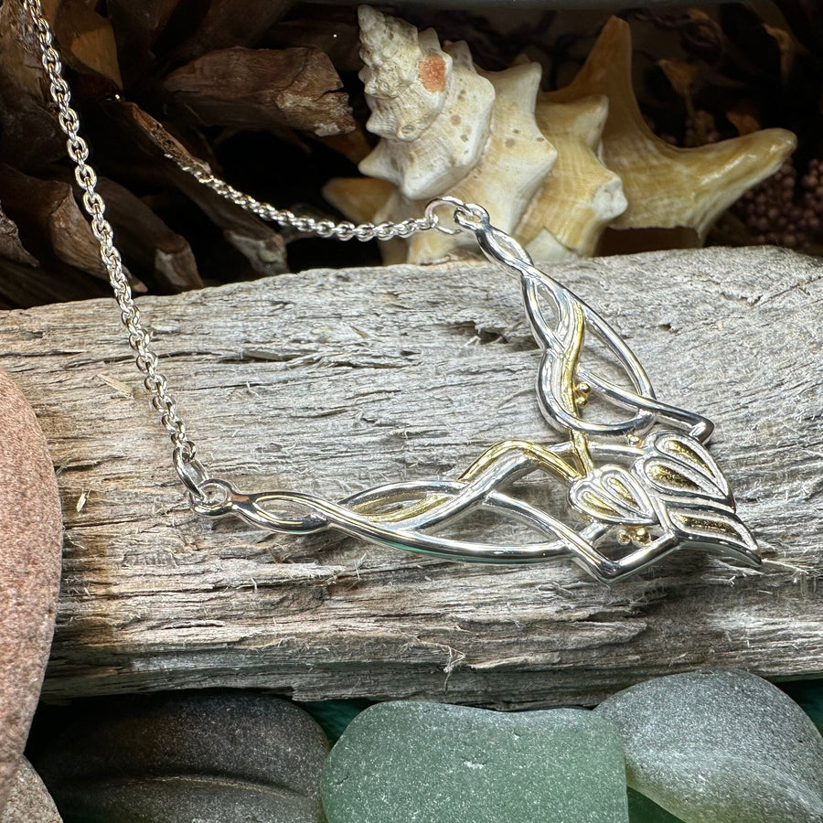 Celtic Necklace, Nature Necklace, Art Deco Leaves, Leaf Necklace, Summer Jewelry, Boho Necklace, Celtic Knot Necklace, Wiccan Jewelry
