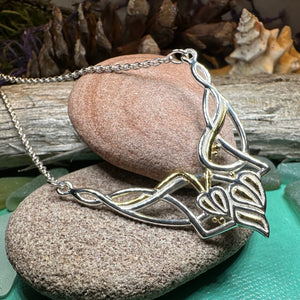 Celtic Necklace, Nature Necklace, Art Deco Leaves, Leaf Necklace, Summer Jewelry, Boho Necklace, Celtic Knot Necklace, Wiccan Jewelry
