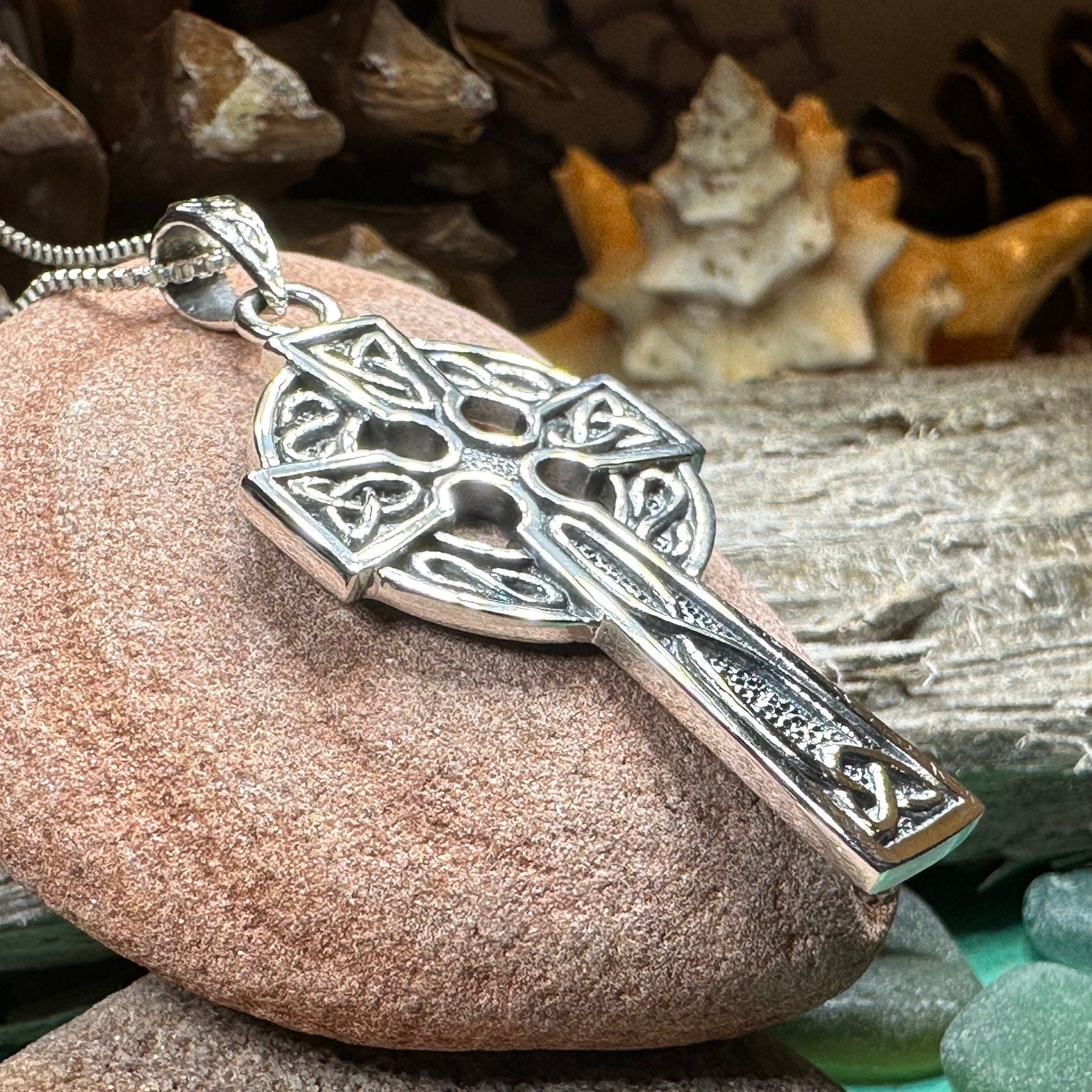 Sterling Silver Celtic Cross Pendant with CZs — Basil-Ltd: Irish & Celtic