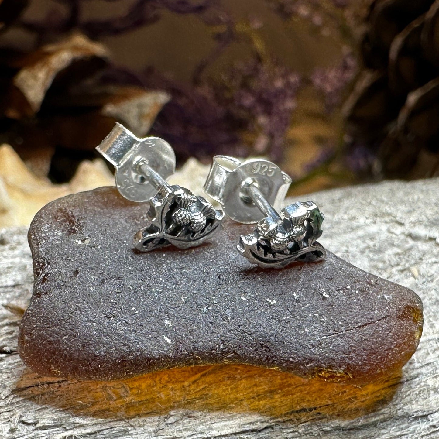 Thistle Earrings, Flower Jewelry, Scotland Jewelry, Celtic Jewelry, Graduation Gift, Anniversary Gift, Stud Earrings, Nature Jewelry