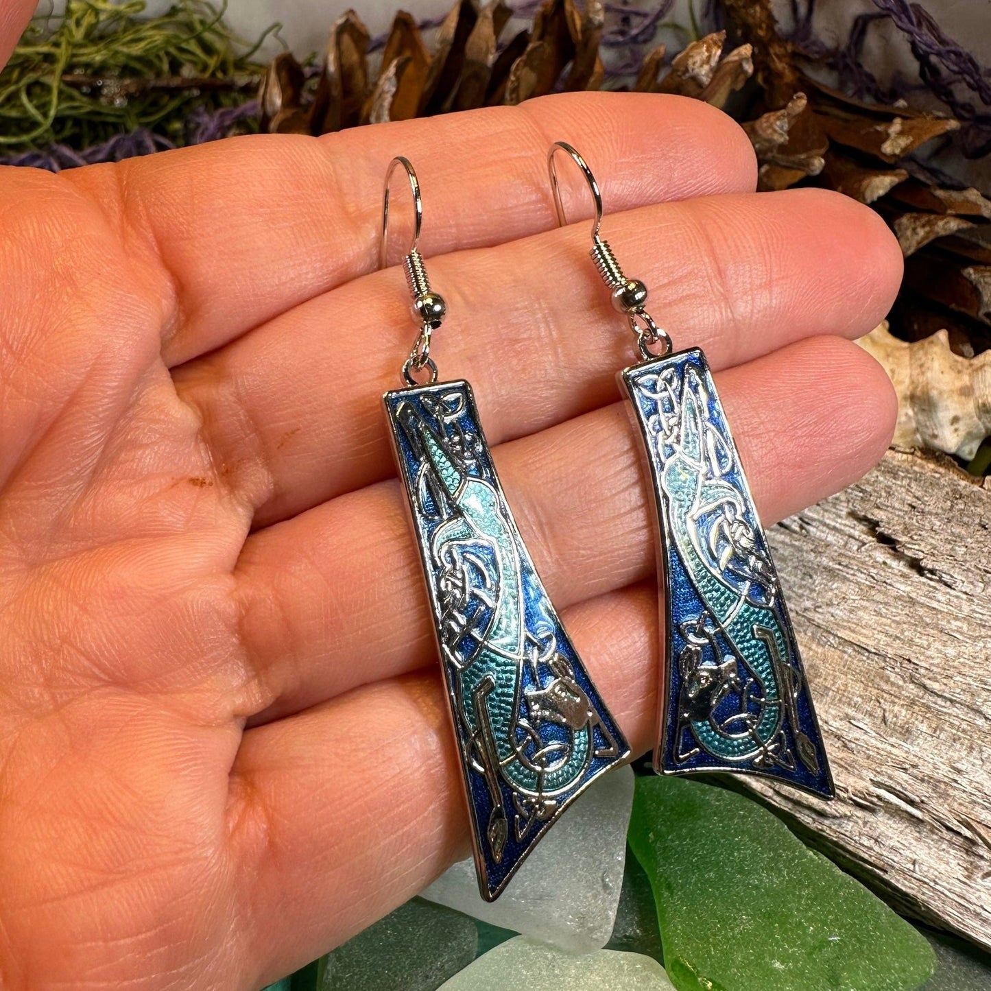 Celtic Earrings, Irish Jewelry, Scottish Dangle Earrings, Anniversary Gift, Pagan Jewelry, Norse Jewelry, Scotland Jewelry, Wiccan Jewelry