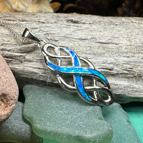 Load image into Gallery viewer, Celtic Knot Necklace, Infinity Pendant, Fire Opal Jewelry, Irish Necklace, Scottish Jewelry, October Birthstone, Ireland Gift, Wife Gift
