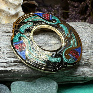 Celtic Birds Brooch, Bird Jewelry, Celtic Pin, Lapel Pin, Enamel Jewelry Gift, Celtic Brooch, Ireland Gift, Irish Pin, Pagan Brooch
