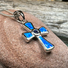 Load image into Gallery viewer, Celtic Cross Necklace, Irish Jewelry, Celtic Jewelry, First Communion Gift, Confirmation Gift, Irish Cross, Religious Jewelry, Opal Mom Gift

