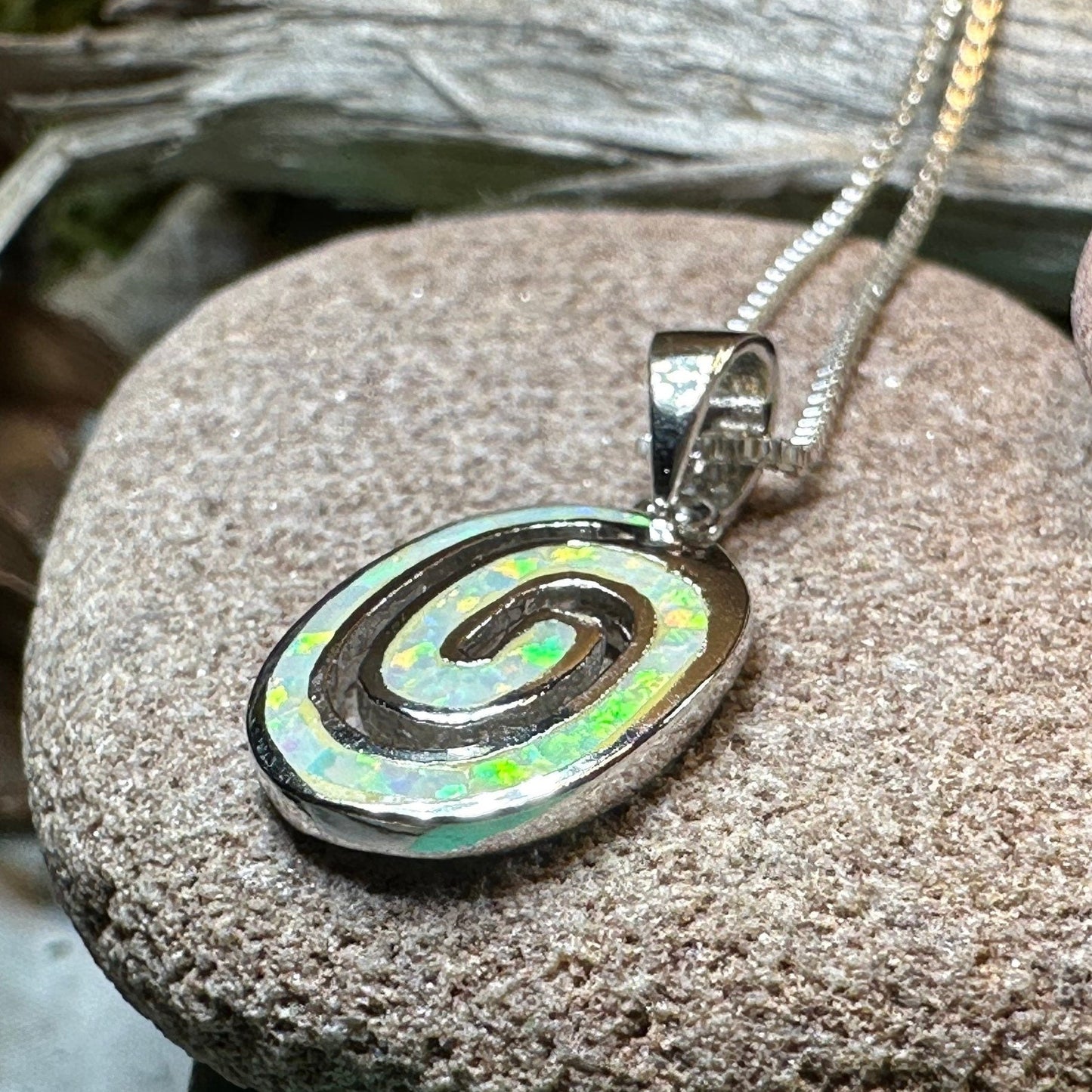 Aurora Celtic Spiral Necklace in Sterling Silver — view 4