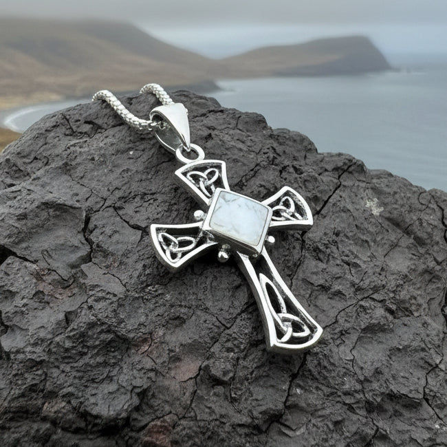 Celtic Cross Necklace, Irish Jewelry, Religious Gift, Anniversary Gift, Silver Cross, First Communion Gift, Baptism Cross, Confirmation Gift