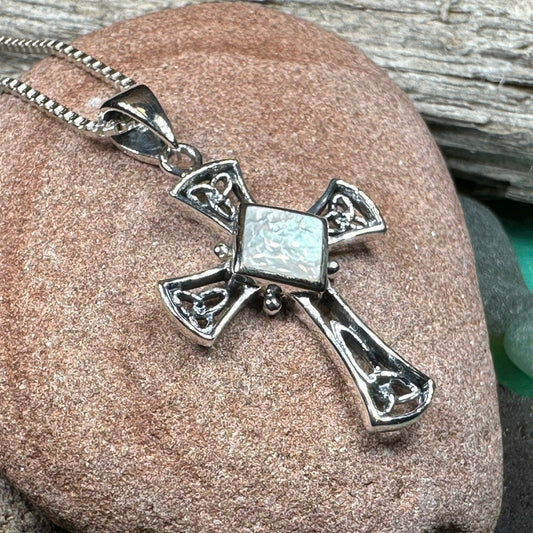 Celtic Cross Necklace, Irish Jewelry, Religious Gift, Anniversary Gift, Silver Cross, First Communion Gift, Baptism Cross, Confirmation Gift