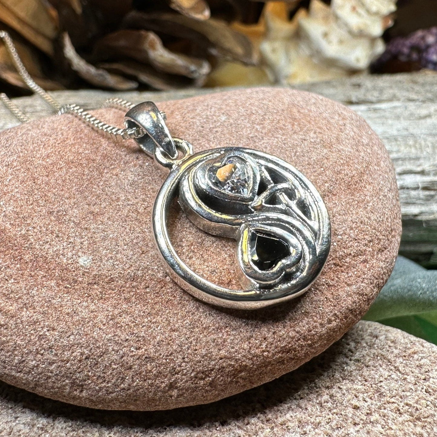 Celtic Yin Yang Lover Necklace in Sterling Silver — view 5