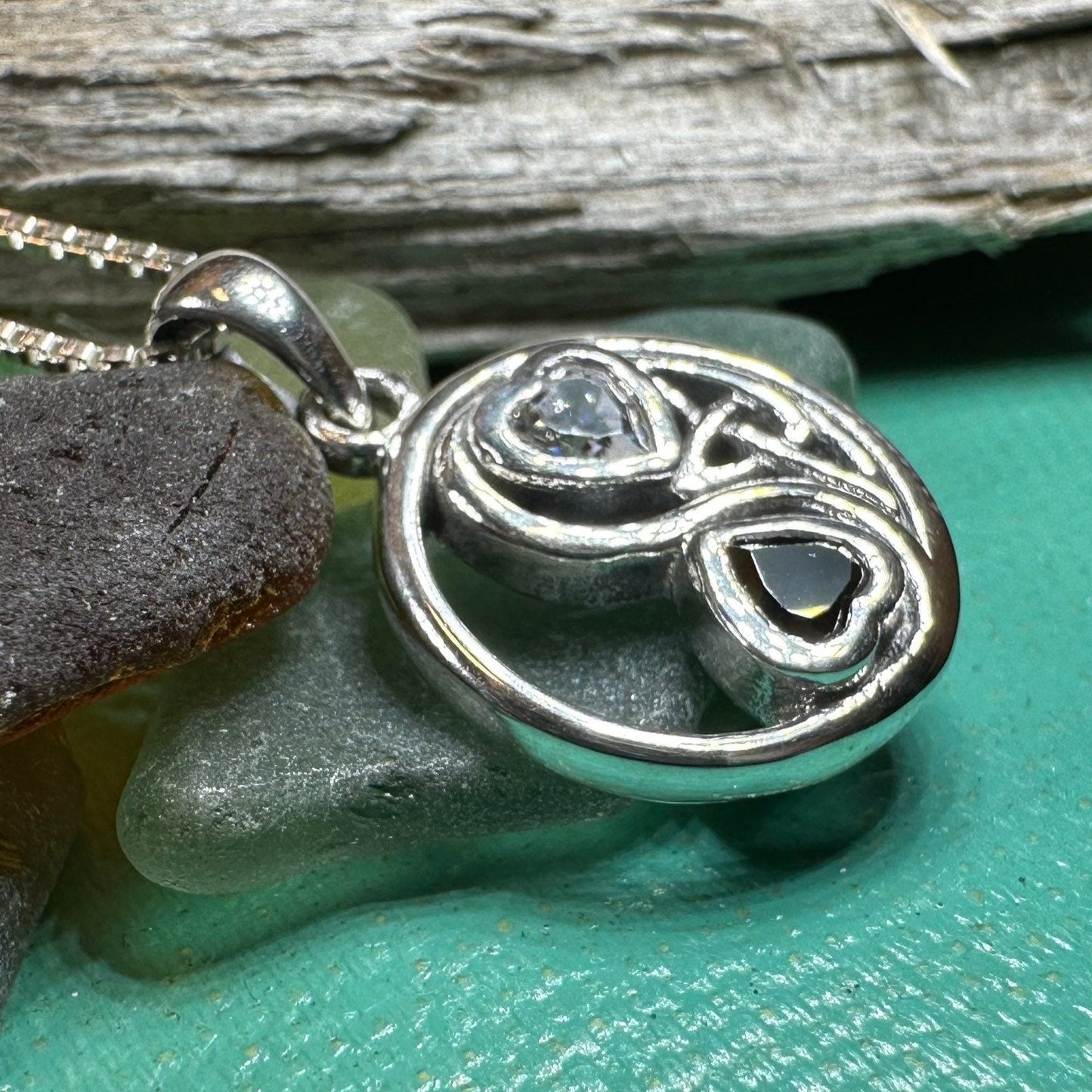 Celtic Yin Yang Lover Necklace in Sterling Silver — view 4