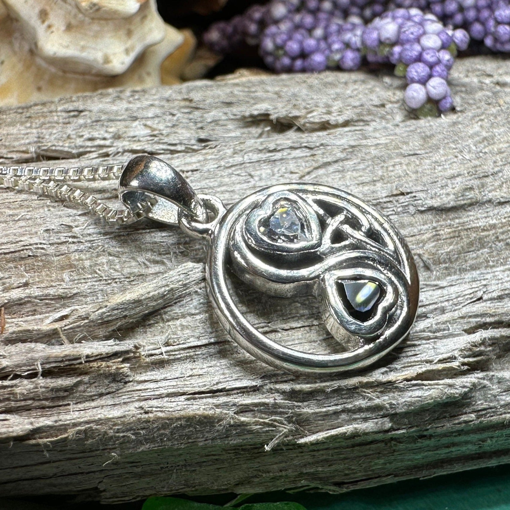 Celtic Yin Yang Lover Necklace in Sterling Silver — view 8