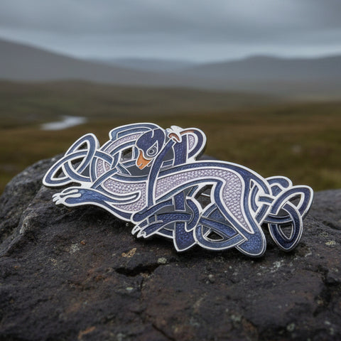 Load image into Gallery viewer, Celtic Dog Brooch, Dog Jewelry, Celtic Pin, Enamel Pin, Ireland Gift, Celtic Brooch, Norse Jewelry Gift, Pagan Brooch, LARP Jewelry
