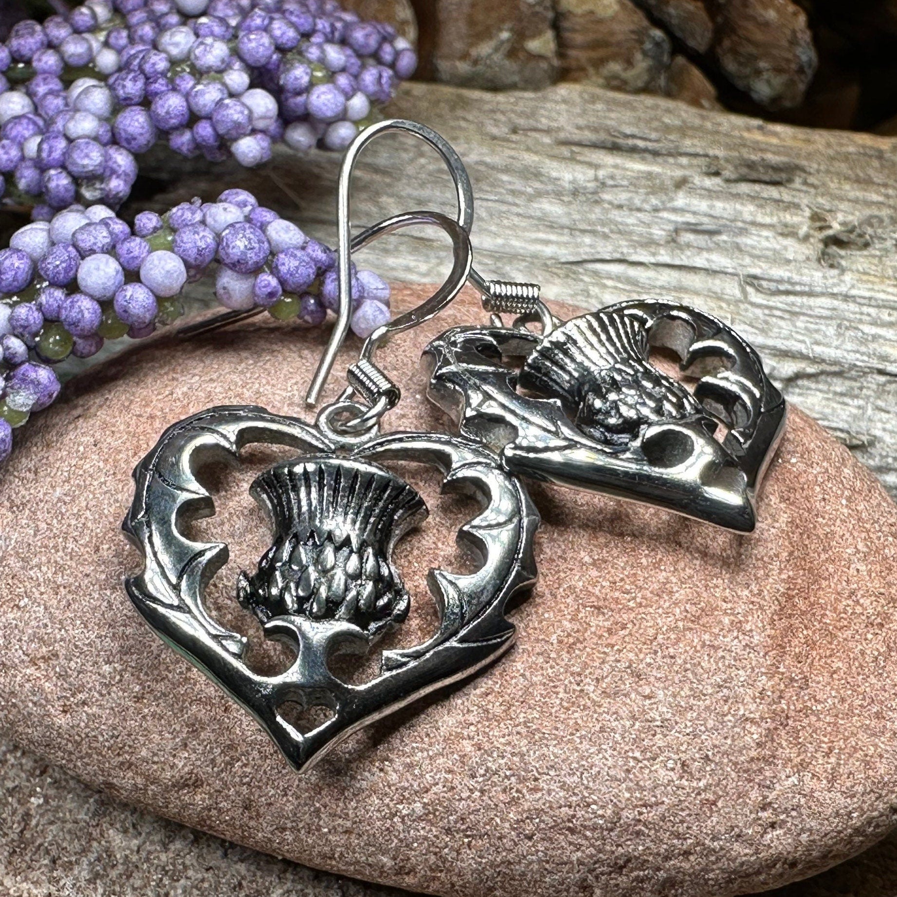 Thistle Earrings, Celtic Jewelry, Scotland Jewelry, Outlander Jewelry, Girlfriend Gift, Sister Gift, Mom Gift, Nature Jewelry, Wife Gift