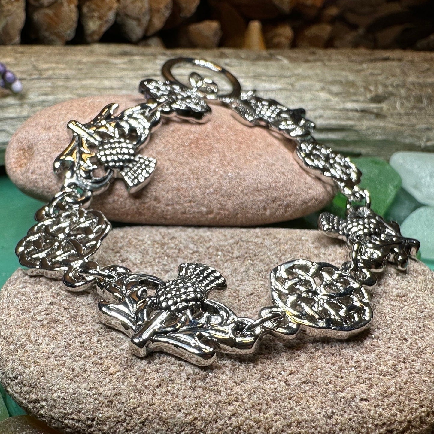 Celtic Scottish Thistle Bracelet in silver