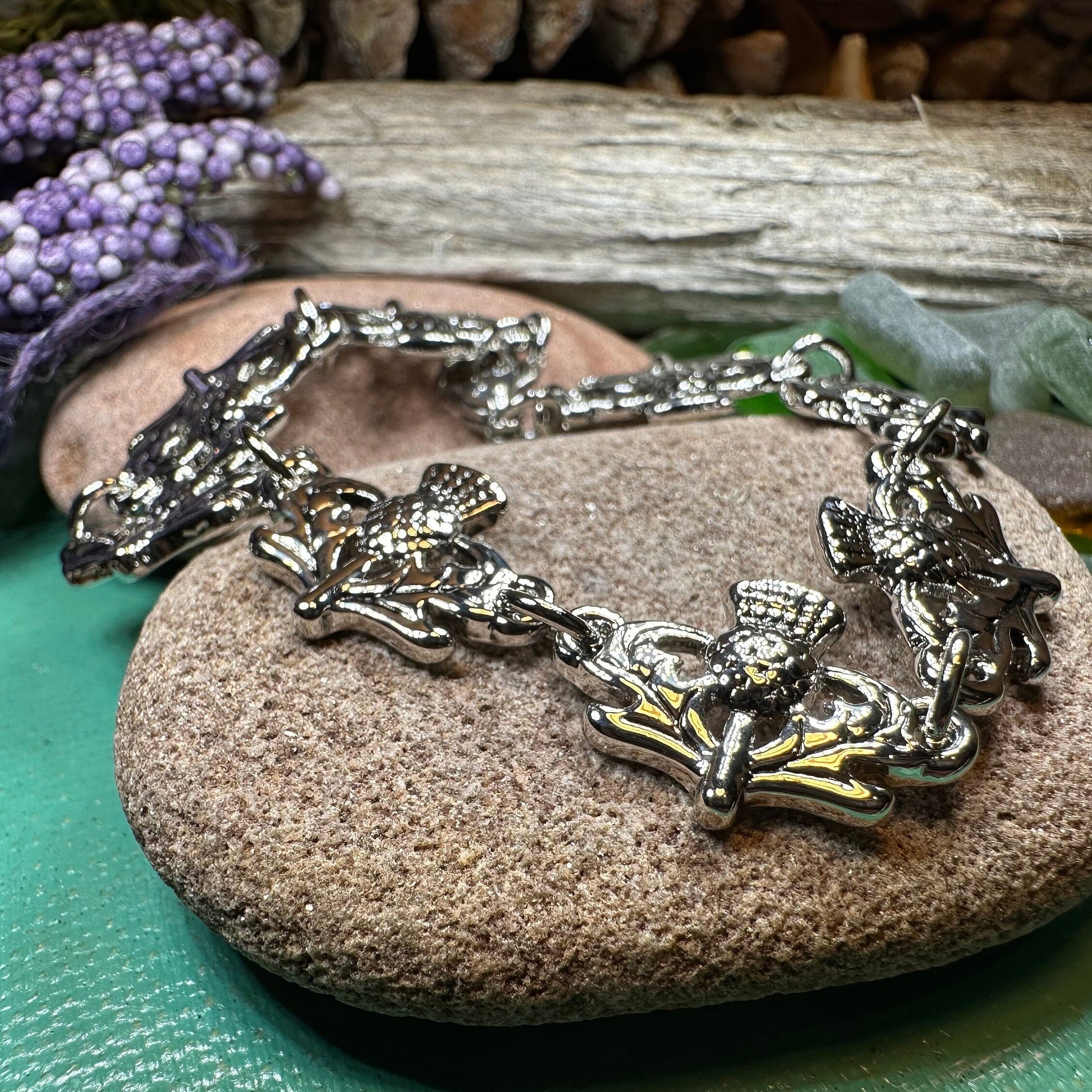 Thistle Bracelet, Scottish Jewelry, Celtic Jewelry, Scotland Jewelry, Nature Jewelry, Friendship Gift, Mom Gift, Girlfriend Gift, Wife Gift