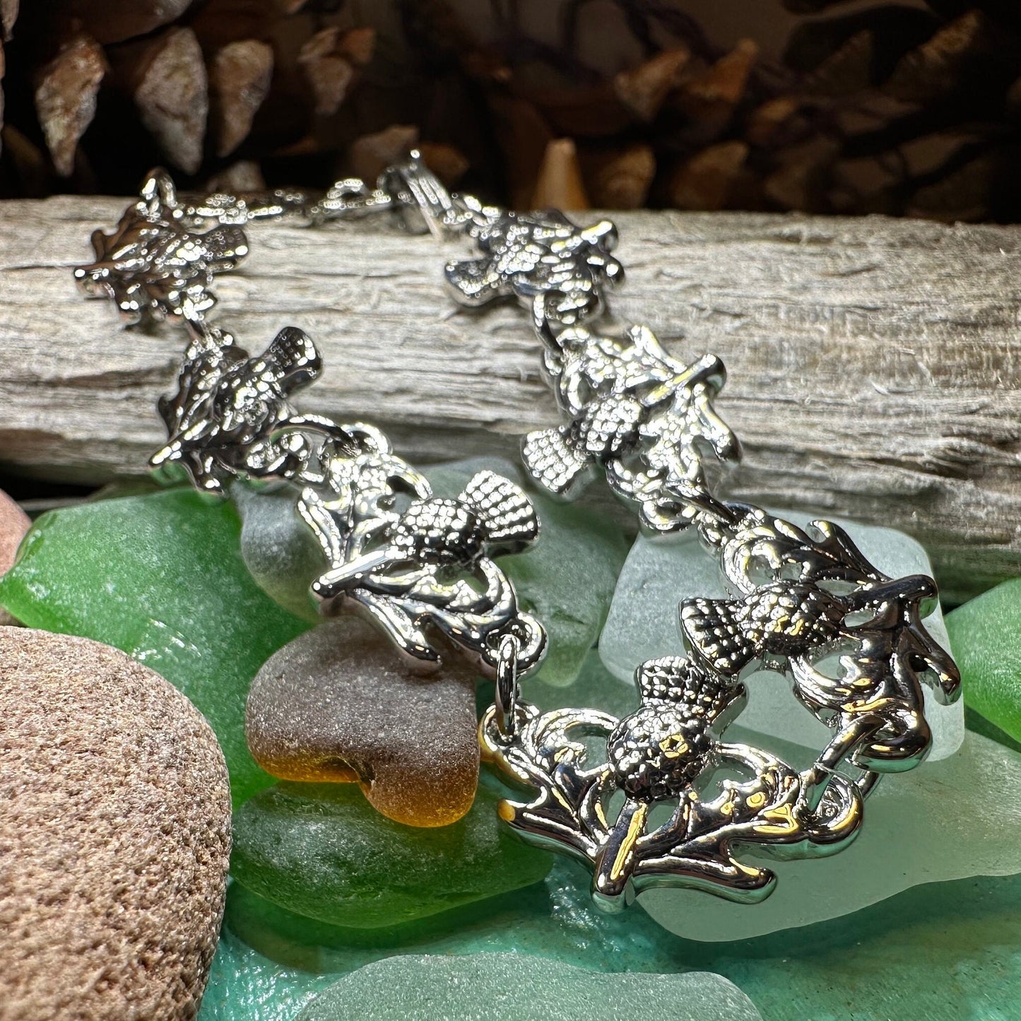 Thistle Bracelet, Scottish Jewelry, Celtic Jewelry, Scotland Jewelry, Nature Jewelry, Friendship Gift, Mom Gift, Girlfriend Gift, Wife Gift