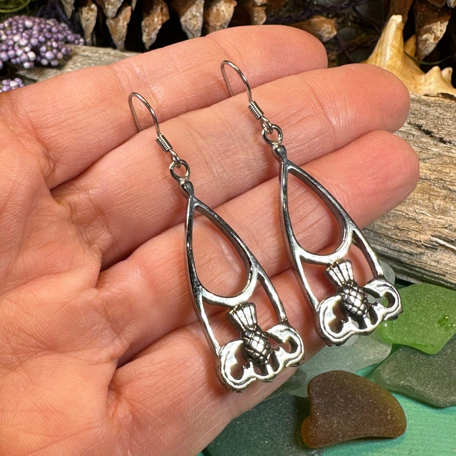 Thistle Earrings, Celtic Jewelry, Scotland Jewelry, Outlander Jewelry, Girlfriend Gift, Sister Gift, Mom Gift, Nature Jewelry, Wife Gift