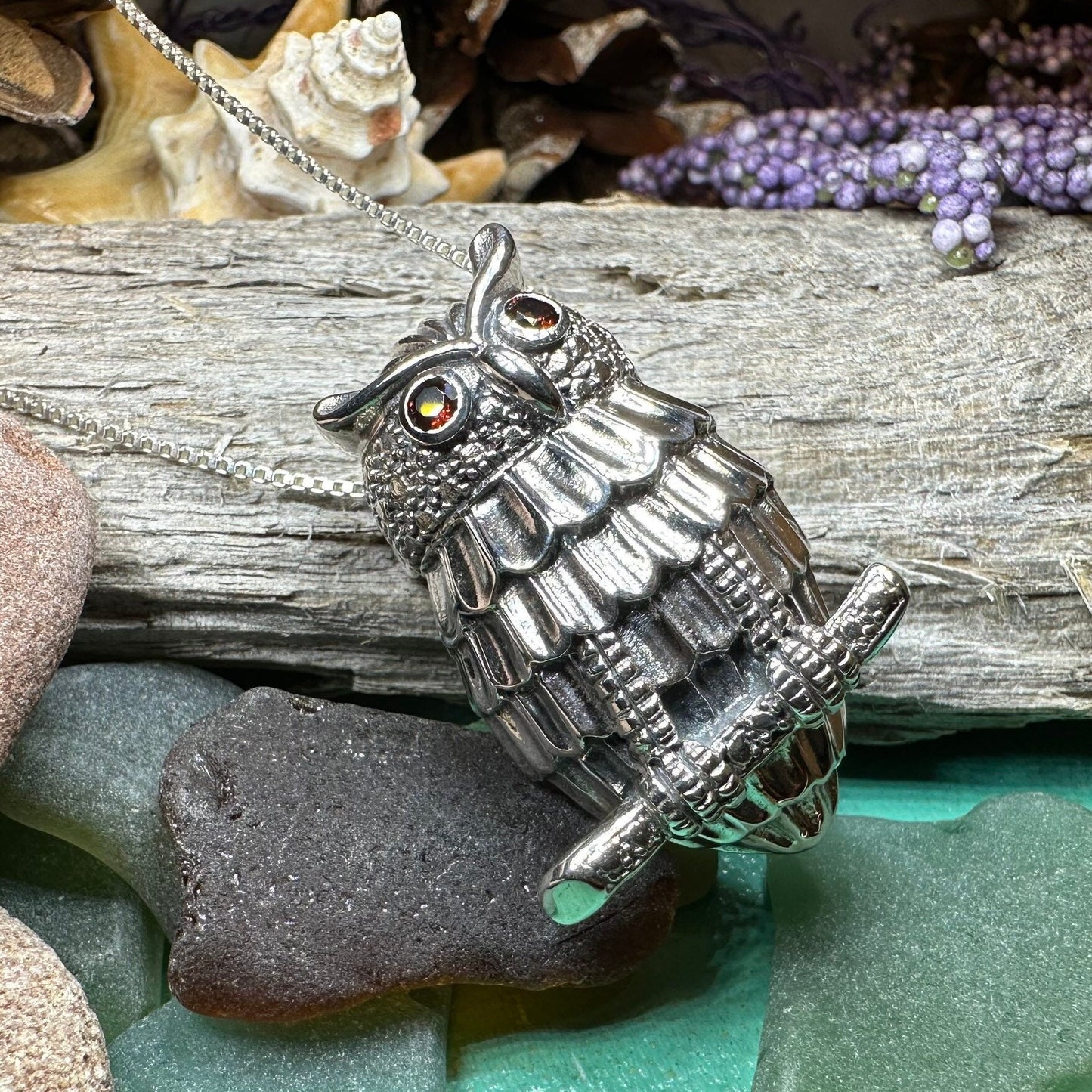 Athena Owl Necklace & Brooch in Sterling Silver — view 9