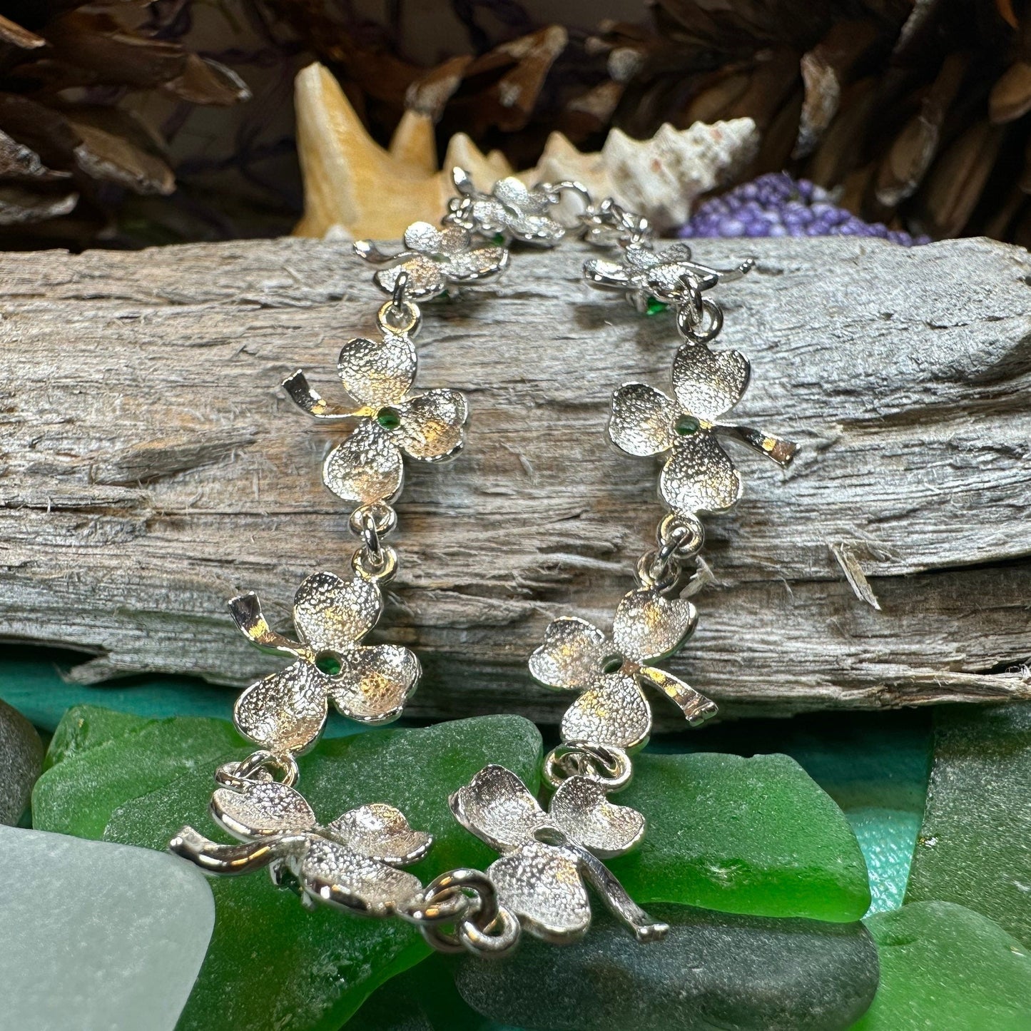 Shamrock Irish Bracelet, Clover Bracelet, Irish Jewelry, Silver Celtic Jewelry, Anniversary, Ireland Gift, Nature Jewelry, Clover Bracelet