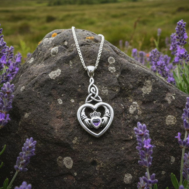 Evermore Irish Claddagh Necklace in Sterling Silver — view 5