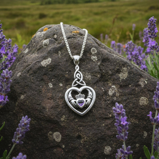 Evermore Irish Claddagh Necklace in Sterling Silver — view 5