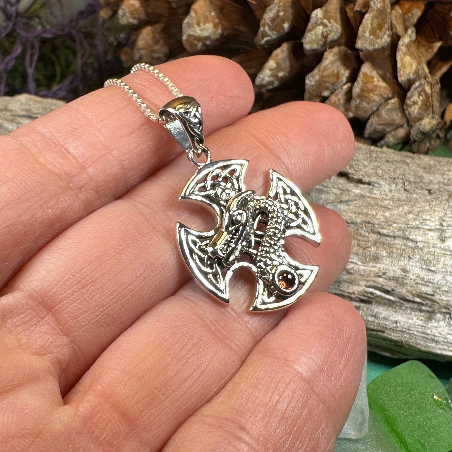 Celtic Cross Necklace, Dragon Pendant, Irish Jewelry, Men's Cross Jewelry, Anniversary Gift, Medieval Cross, Irish Cross, Celtic Jewelry