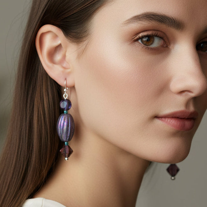 Summer Rain Earrings, Blue Crystal Jewelry, Long Earrings, Beaded Drop Earrings, Mom Gift, Sister Gift, Friendship Gift, Nature Jewelry